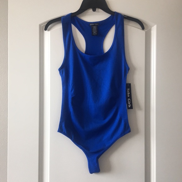 Soho Girls Tops - *PRICE FIRM” Racerback Tank Thong Bodysuit, Blue